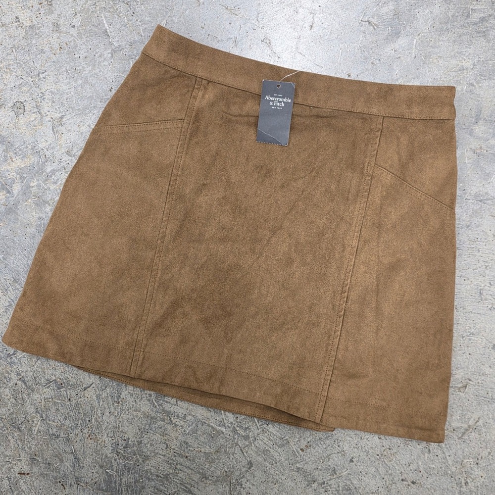 Abercrombie‎ Fitch Suede Mini Skirt Camel Brown A Line Size 0 NWT